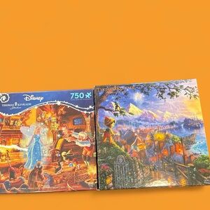 Disney Thomas Kinkade Pinocchio Puzzles 750 Pc Set of 2 Retired Complete #36